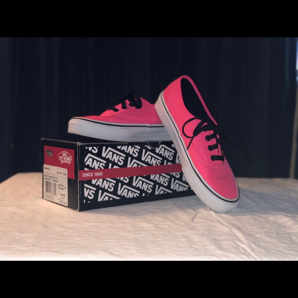 Authentic Neon Fluorescent Pink Vans